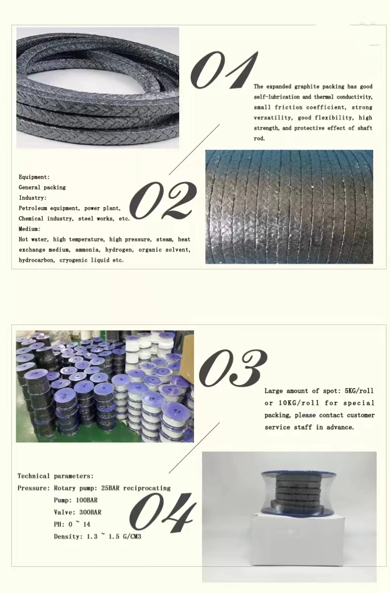 Hot Sales Graphite/PTFE/Aramid/Carbon Fiber Gland Packing